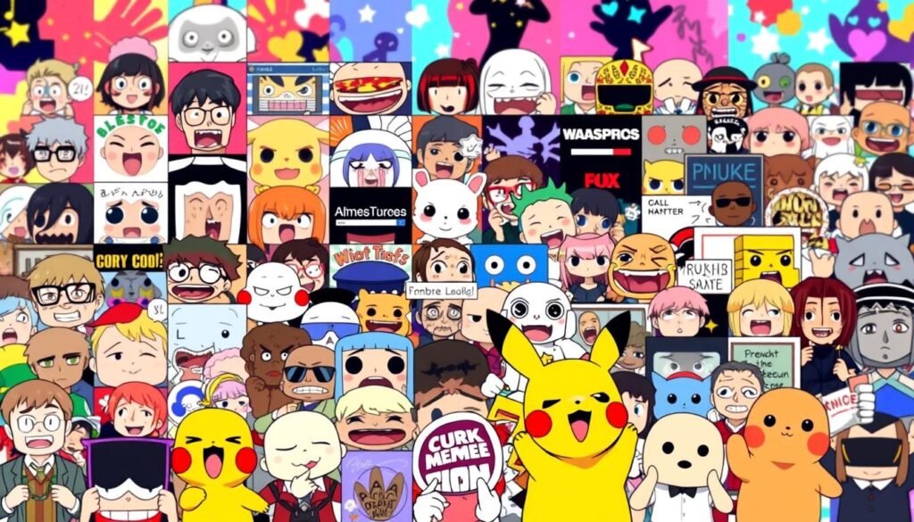 A vibrant collage of iconic pop culture memes, showcasing a diverse array of humorous and relatable digital content. The foreground features a grid of familiar meme characters and images, including the Distracted Boyfriend, Surprised Pikachu, and the Doge. The middle ground blends seamless transitions between these meme elements, creating a dynamic and engaging composition. In the background, a colorful and abstract pattern sets the stage, evoking a sense of digital energy and the pervasive nature of meme culture. Lit with a soft, diffused lighting that highlights the playful and lighthearted tone, the image is captured with a wide-angle lens to encompass the full breadth of the meme-inspired landscape.