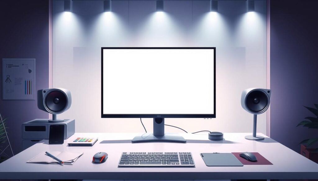 A vibrant, customizable meme workspace set against a sleek, minimalist backdrop. In the foreground, a large computer monitor displays a blank meme template, ready to be filled with the user's own text and imagery. Surrounding the monitor, an array of digital tools and UI elements - sliders, buttons, and color palettes - allow for precise and intuitive meme editing. The middle ground features a sophisticated desk setup, with a stylish mouse, keyboard, and drawing tablet, hinting at the creative potential of the scene. In the background, a softly lit, modern office environment sets the stage, with clean lines, neutral tones, and subtle ambient lighting that create a sense of focus and productivity. The overall mood is one of creativity, customization, and the power to craft unique, shareable memes.