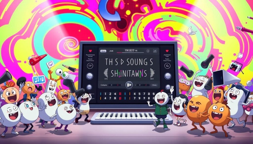 A vibrant, visually engaging meme soundboard display showcasing its many benefits. In the foreground, a collection of iconic meme characters and sound effects dance and interact, their expressions and poses conveying a sense of playfulness and entertainment. The middle ground features a sleek, modern soundboard interface with intuitive controls and a visually appealing design. In the background, a backdrop of bright, saturated colors and dynamic patterns creates a visually stimulating and immersive environment. The lighting is soft and diffused, highlighting the details and textures of the scene. The overall mood is one of joy, amusement, and the power of meme-fueled entertainment at one's fingertips.