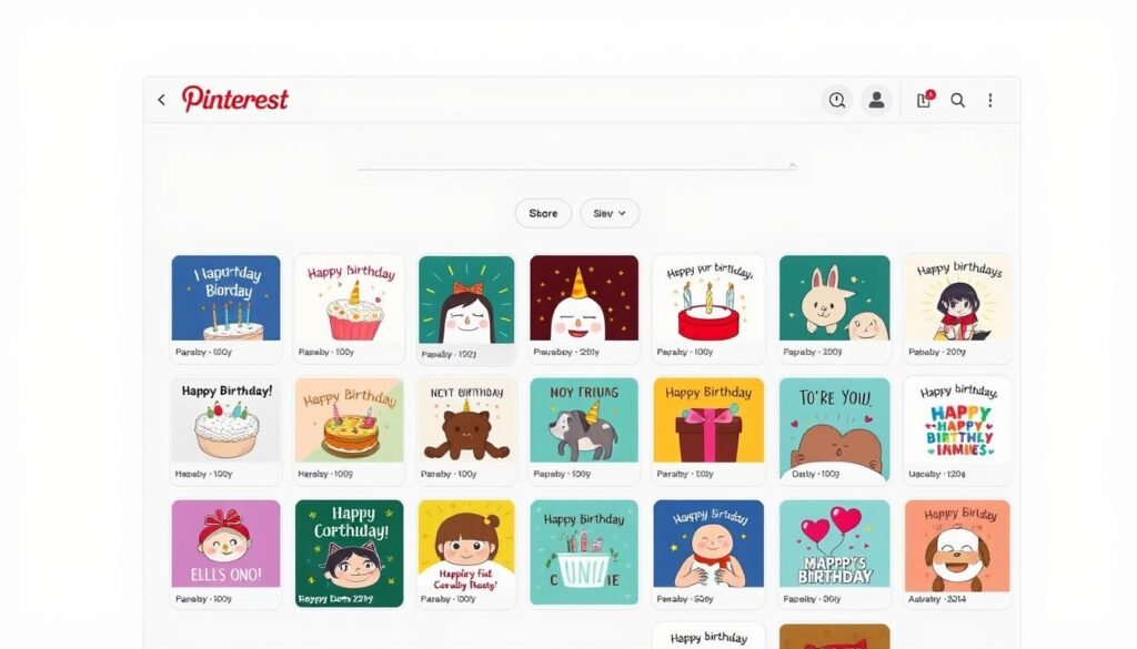 A visually engaging Pinterest search screen, showcasing a variety of humorous and heartwarming birthday memes. The screen is clean and uncluttered, with a sleek, modern interface. The memes are displayed in a grid layout, each thumbnail offering a glimpse of the playful and celebratory designs. The background is a soft, neutral tone, allowing the vibrant meme visuals to take center stage. Subtle lighting casts a warm, inviting glow, creating a welcoming atmosphere. The composition is balanced and aesthetically pleasing, making it easy for the viewer to browse and discover the perfect birthday meme for their needs.