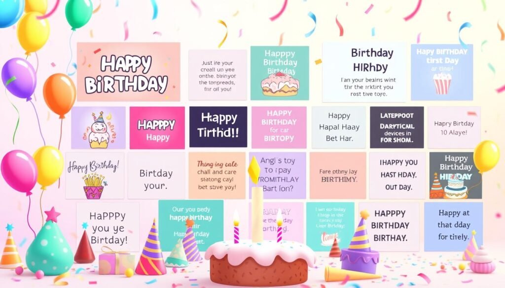 a digital collage of free happy birthday memes with a vibrant, lighthearted mood. in the foreground, a selection of colorful, playful birthday-themed digital illustrations and graphics, including balloons, confetti, party hats, and stylized text. the middle ground features a variety of different meme templates, each with a humorous, relatable birthday message or joke. the background is a soft, gradient-based color palette that complements the overall festive atmosphere. the lighting is bright and cheerful, with a slightly diffused quality to create a sense of warmth and celebration. the composition is balanced and visually engaging, showcasing a diverse array of free birthday meme options.