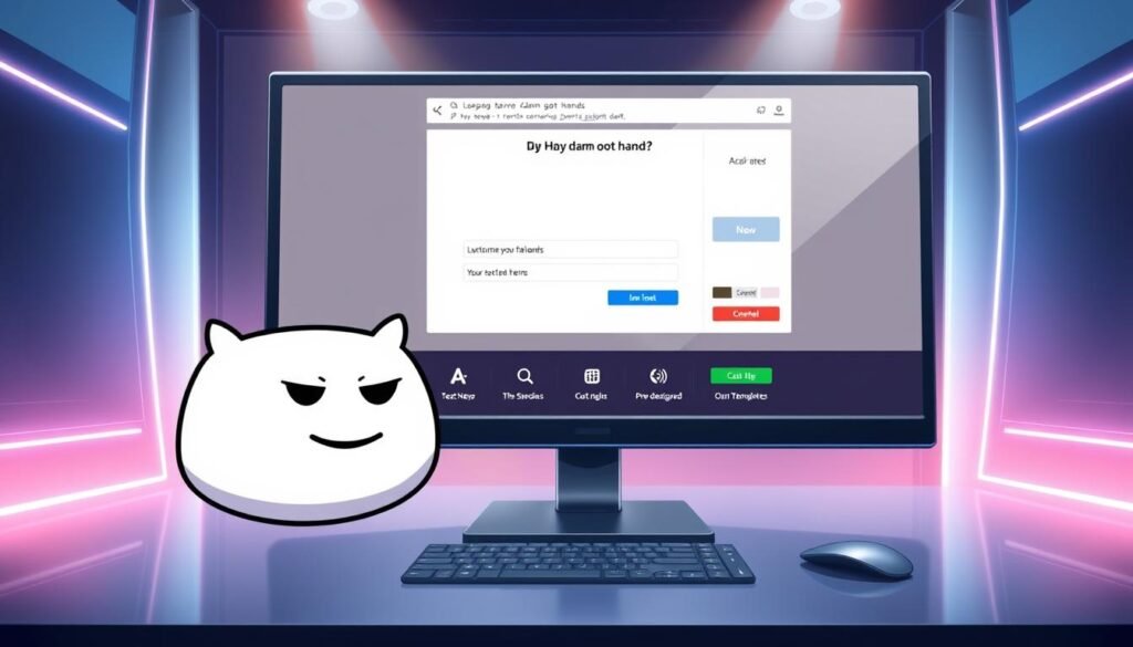 A digital illustration of a "Damn Got Hands" meme generator interface displayed on a modern computer screen. The foreground features a stylized, minimalist rendering of the iconic "Damn Got Hands" character, its expression conveying a sense of mischievous humor. The middle ground showcases a clean, user-friendly interface with intuitive controls and options for customizing the meme, such as text input fields and a selection of pre-designed templates. The background depicts a sleek, technologically-advanced setting with subtle gradients and elegant design elements, creating an immersive and visually appealing digital environment. The overall tone is one of playfulness, accessibility, and a touch of digital sophistication, inviting the viewer to engage with the meme generator and create their own humorous content.