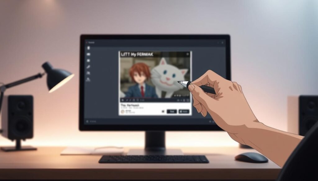 A digital workspace with a sleek, minimalist design. In the foreground, a computer screen displays a meme, its watermark prominently visible. In the middle ground, a hand wielding a digital eraser tool carefully removes the watermark, revealing the clean image beneath. The background is a softly blurred, neutral-toned workspace, with a subtle lighting setup that casts a warm, focused glow on the task at hand. The overall atmosphere conveys a sense of precision, problem-solving, and the satisfying removal of an unwanted element from the image.