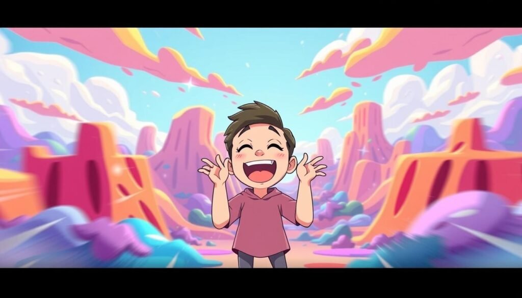 A lively, animated video GIF depicting a whimsical and vibrant meme illustration. The foreground showcases a playful, expressive character gesturing excitedly against a colorful, abstract background, conveying a sense of joy and excitement. The middle ground features dynamic, fluid motion and subtle visual effects, such as subtle shimmering or sparkling elements, to bring the GIF to life. The background is a visually striking, imaginative landscape with a mix of bold, saturated colors and dynamic shapes, creating a captivating and eye-catching scene. The overall mood is lighthearted, energetic, and visually engaging, perfectly capturing the essence of a captivating meme-style animation.