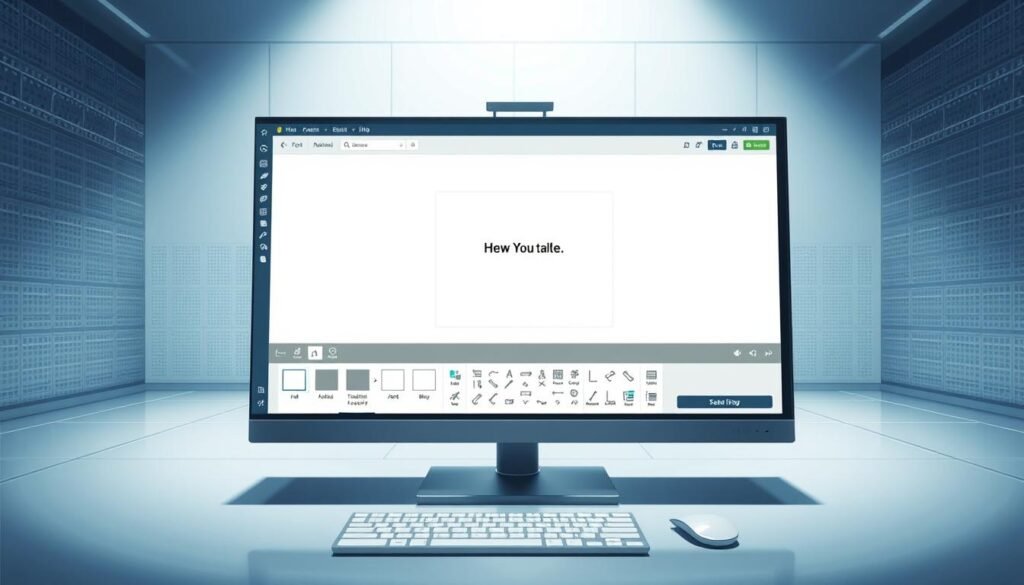 A sleek, modern meme generator interface displayed on a large desktop computer screen. In the foreground, various meme creation tools are prominently featured, including templates, font options, image editing tools, and share buttons. The middle ground showcases a central meme-making workspace, with a customizable meme template ready for editing. The background depicts a minimalist, high-tech environment with subtle grid patterns and cool, monochromatic tones that create a professional, productivity-focused atmosphere. Crisp lighting and a shallow depth of field draw the viewer's attention to the core meme generation features. The overall aesthetic conveys a sense of streamlined efficiency and intuitive design for crafting the perfect "We Still Talk About You" meme.