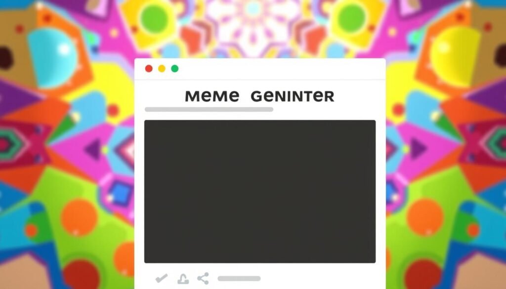 A sleek, modern meme generator interface set against a vibrant, playful background. In the foreground, a stylized meme template with customizable image and text fields, hinting at the tool's versatility. The middle ground features various meme tropes and internet culture references, subtly showcasing the generator's capabilities. In the background, a kaleidoscope of bold, abstract shapes and patterns create an energetic, visually engaging atmosphere. Crisp lighting, a wide-angle lens, and an overall aesthetic that evokes the playful, shareable nature of memes.