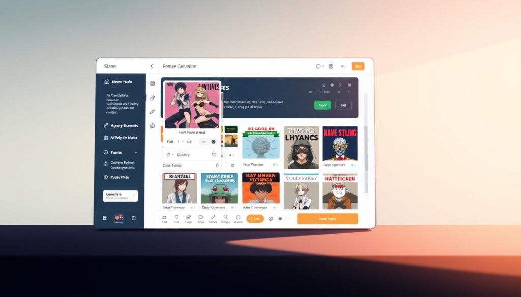 A sleek, modern meme generator interface with a clean, minimalist design. The foreground features a central panel with customizable meme templates, stylish icons, and intuitive editing tools. The middle ground showcases a gallery of popular meme formats, each with a distinct visual style. In the background, a soft, blurred gradient creates a sense of depth and focus, complementing the overall aesthetic. The lighting is soft and diffused, creating subtle shadows and highlights that accentuate the UI elements. The camera angle is slightly elevated, providing an optimal view of the meme generator's functionality and layout. The overall mood is one of efficiency, creativity, and a touch of playfulness, perfectly suited for the "Help I Accidentally Meme" article section.