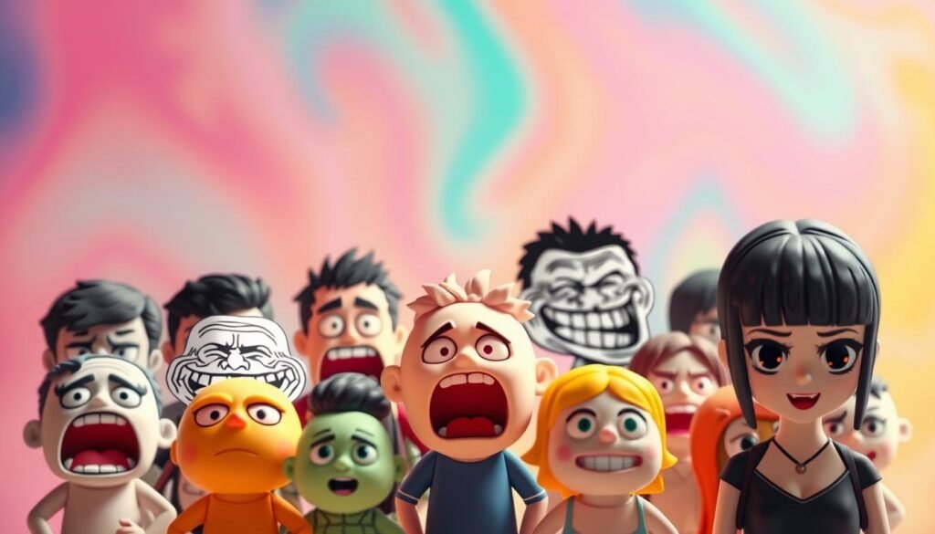 A visually striking collection of classic meme templates, meticulously crafted against a vibrant, abstract background. The foreground showcases a diverse array of meme archetypes, including the iconic Distracted Boyfriend, the sly Troll Face, and the ever-relatable Disaster Girl. Subtle lighting and a sense of depth create a dynamic, almost three-dimensional effect, inviting the viewer to immerse themselves in this meme-scape. The middle ground features a subtle pattern or texture, adding depth and visual interest, while the background is a bold, colorful gradient that amplifies the overall mood. The entire composition radiates a playful, humorous energy, perfectly capturing the essence of meme culture and inspiring the viewer to create their own memorable memes.