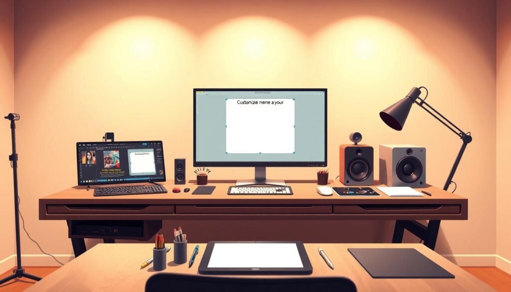 A well-lit studio setting with an array of digital meme creation tools on a stylish, minimalist desk. In the foreground, various graphic design software, digital pens, and a tablet are arranged neatly. The middle ground features a large, high-resolution monitor displaying a customizable meme template, ready for personalization. In the background, a soft, neutral-toned wall provides a clean, uncluttered backdrop, allowing the tools to take center stage. The lighting is warm and natural, creating a professional, inspirational atmosphere for the creative process of crafting flirtatious memes.